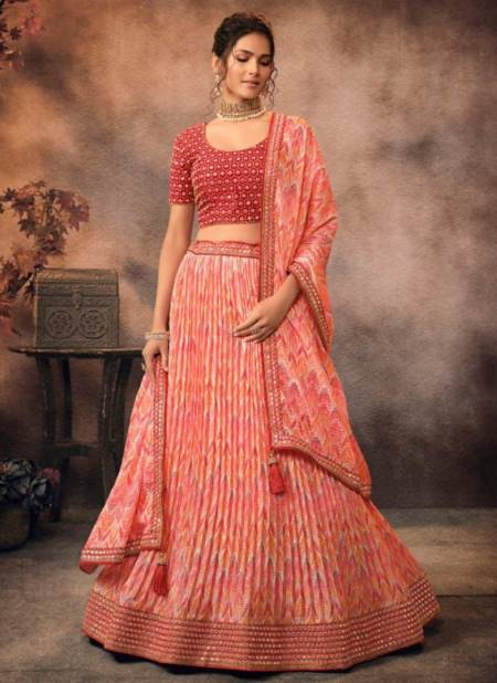 Red Colour Utsav Kavira New Designer Chinon Fancy Lehenga Choli Collection 603